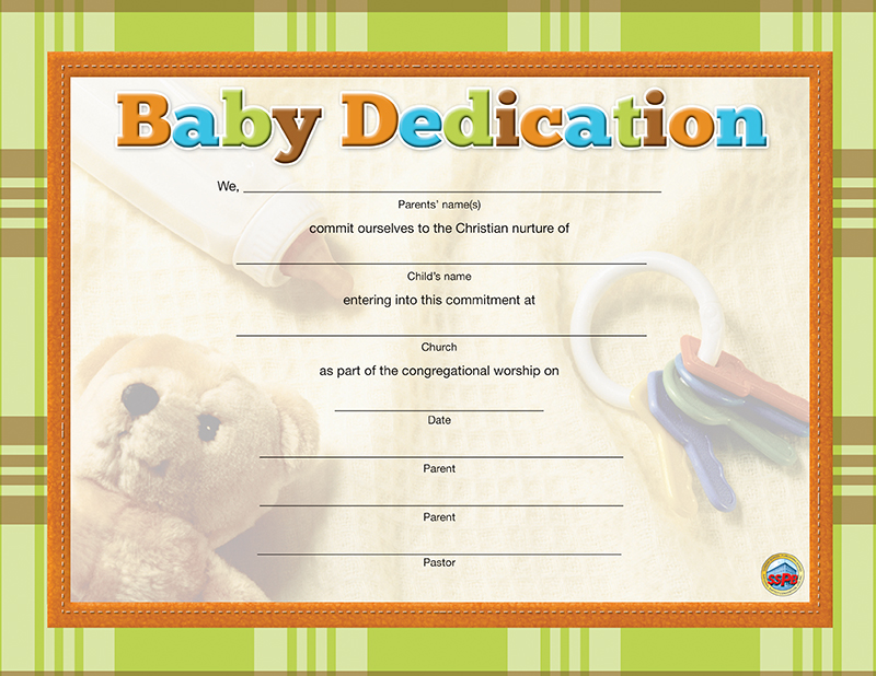 Baby Dedication Certificate Fillable